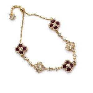 Elegant Gold plated and Red Floral Bracelet